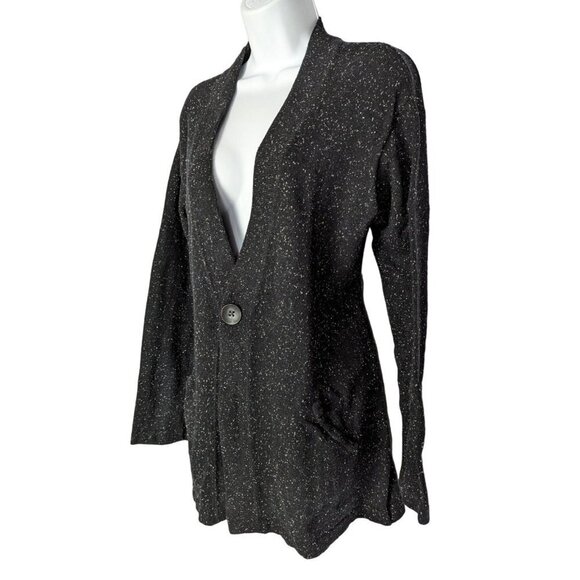 J.Jill Cardigan Black with White specks one button long sleeve Women's size M - Picture 3 of 8